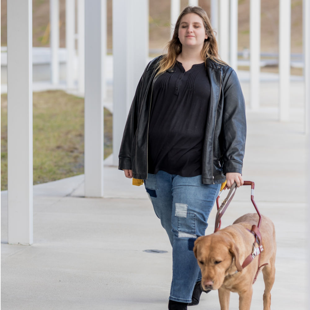 Student with guide dog